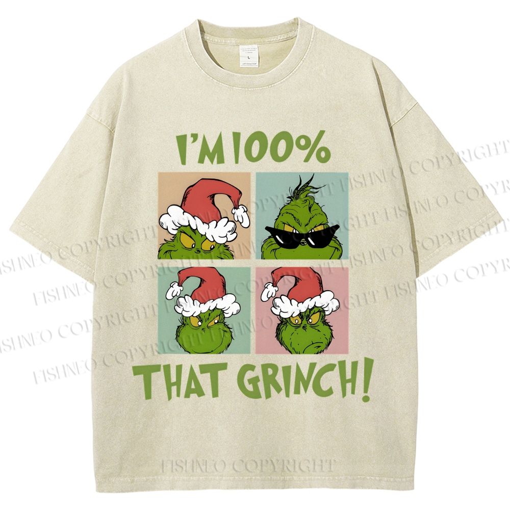 Unisex Grinch Christmas Printed Washed Tee