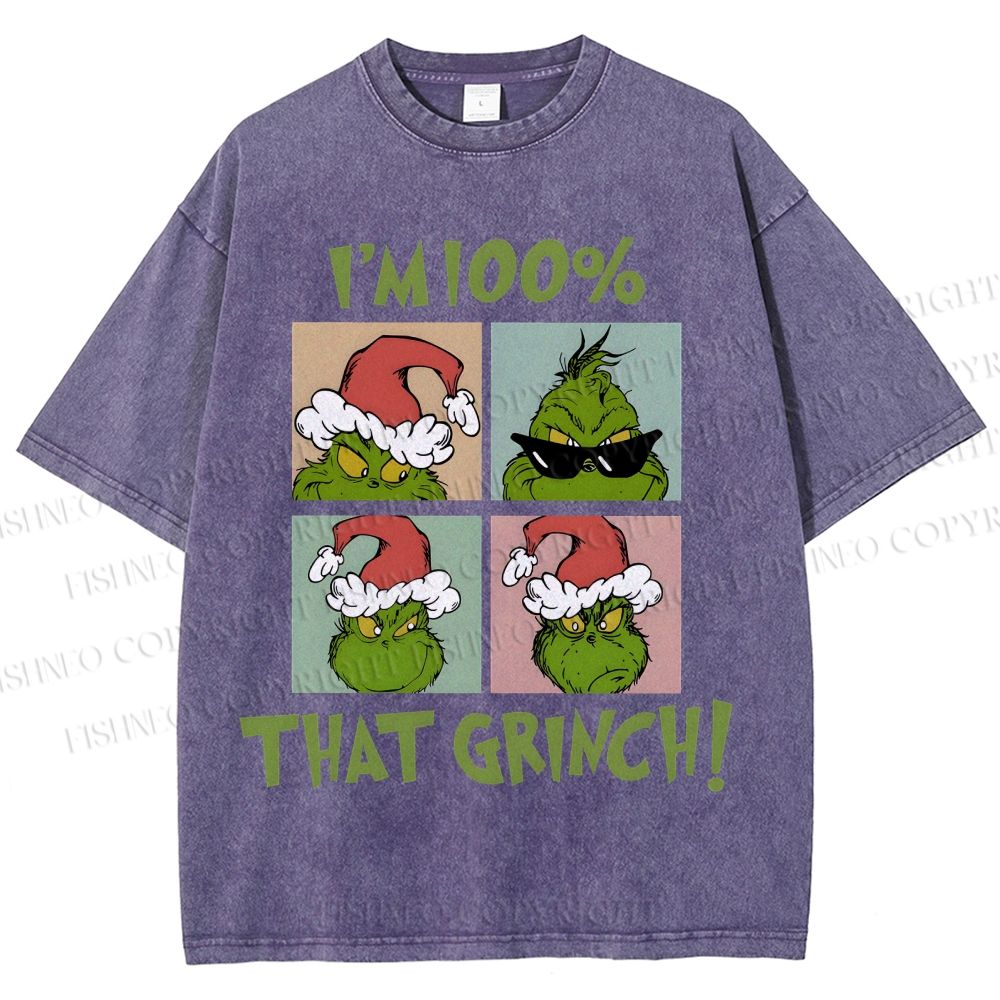 Unisex Grinch Christmas Printed Washed Tee