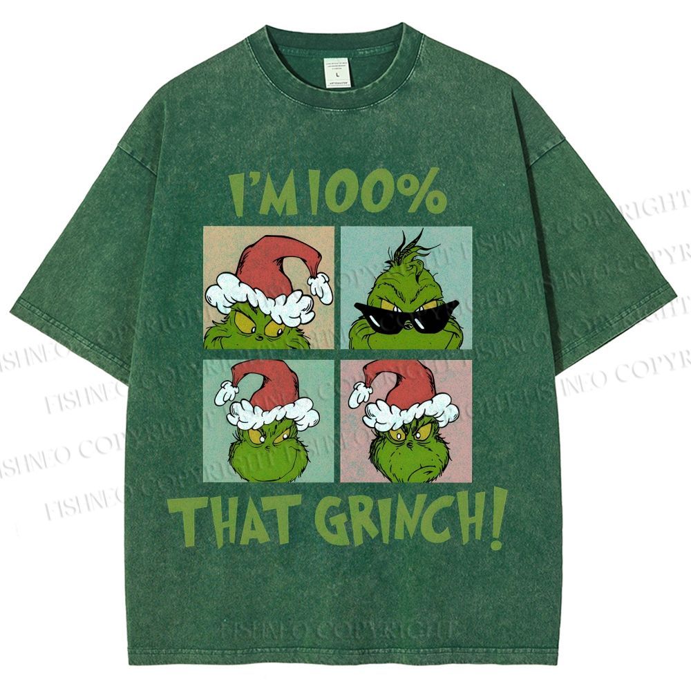 Unisex Grinch Christmas Printed Washed Tee