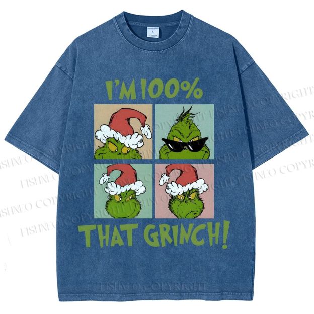 Unisex Grinch Christmas Printed Washed Tee