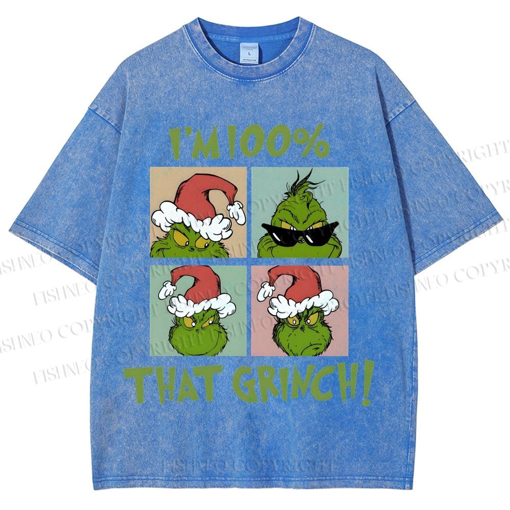 Unisex Grinch Christmas Printed Washed Tee