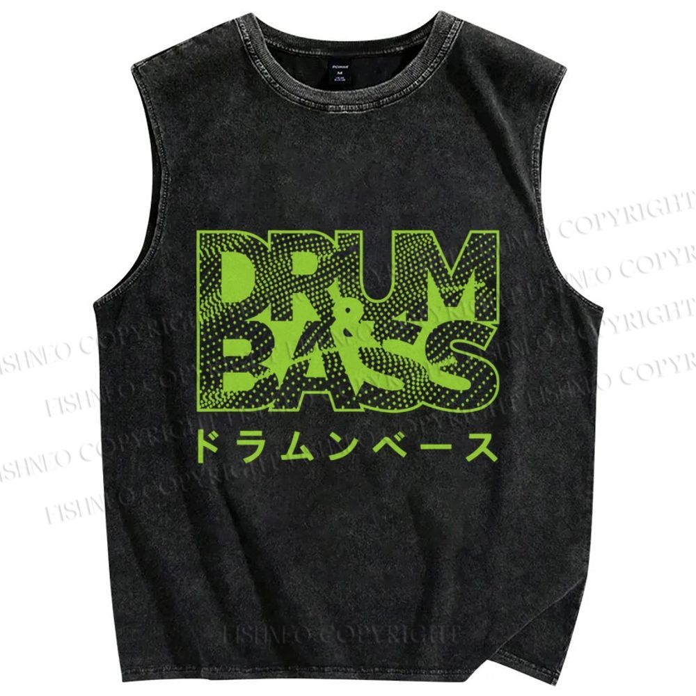 Unisex Drum & Bass Printed Washed Tank Top