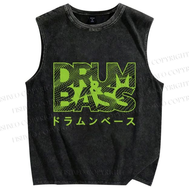 Unisex Drum & Bass Printed Washed Tank Top