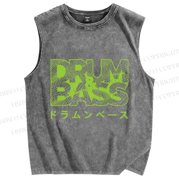 Unisex Drum & Bass Printed Washed Tank Top