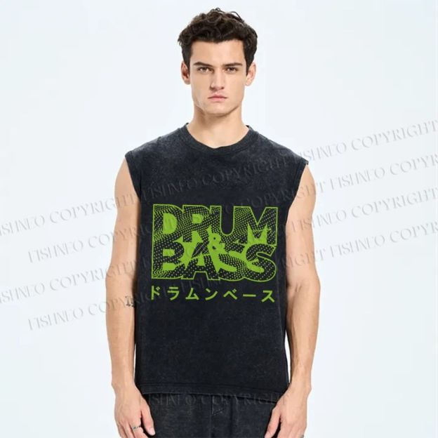 Unisex Drum & Bass Printed Washed Tank Top