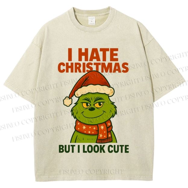 Unisex I Hate Christmas Printed Washed Tee