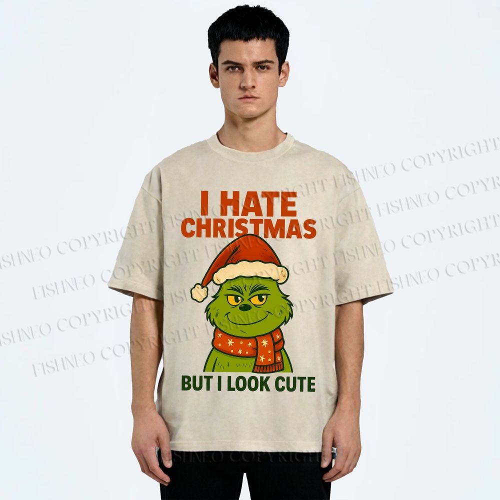 Unisex I Hate Christmas Printed Washed Tee