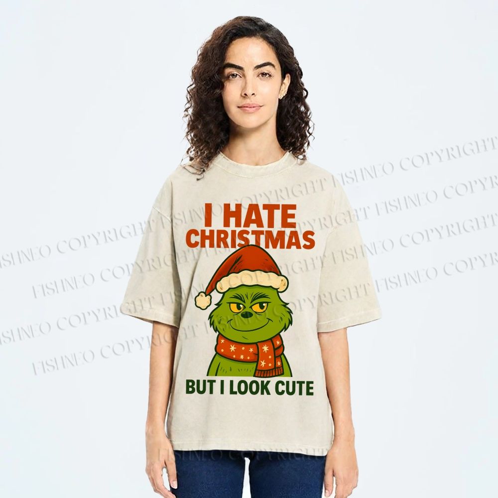 Unisex I Hate Christmas Printed Washed Tee