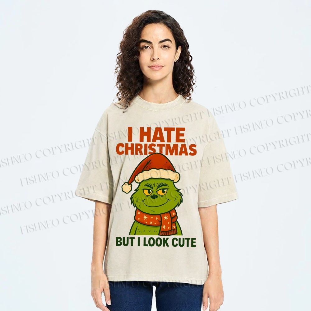 Unisex I Hate Christmas Printed Washed Tee