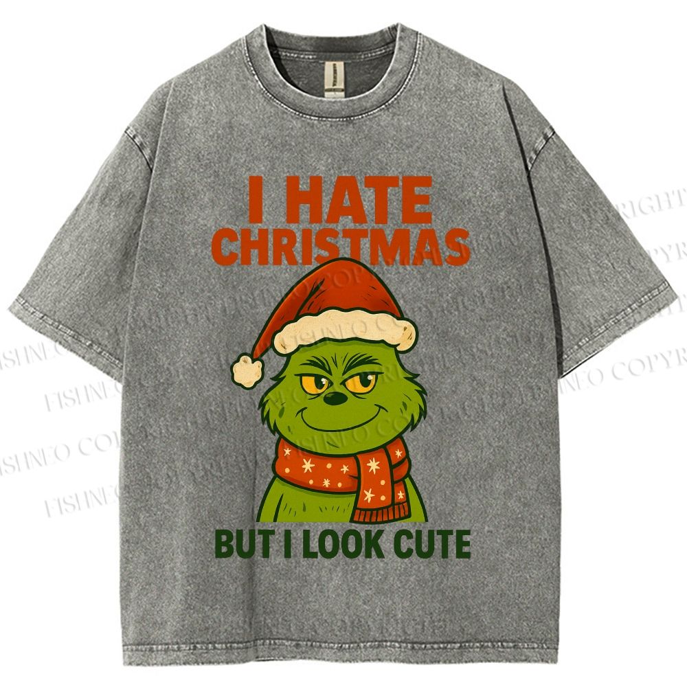 Unisex I Hate Christmas Printed Washed Tee