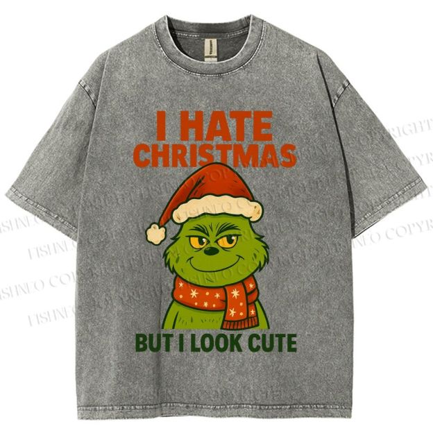 Unisex I Hate Christmas Printed Washed Tee