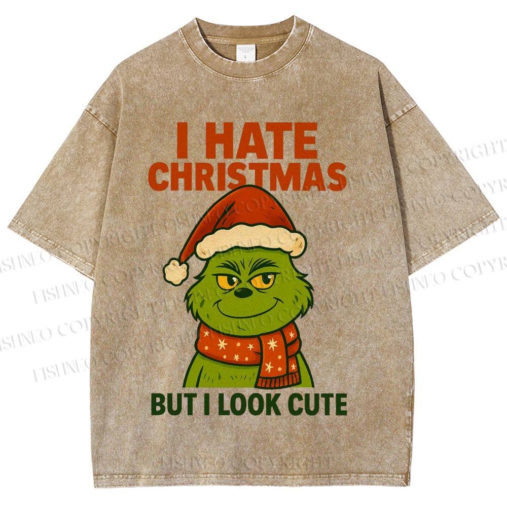 Unisex I Hate Christmas Printed Washed Tee