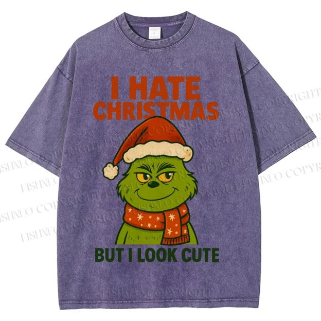 Unisex I Hate Christmas Printed Washed Tee
