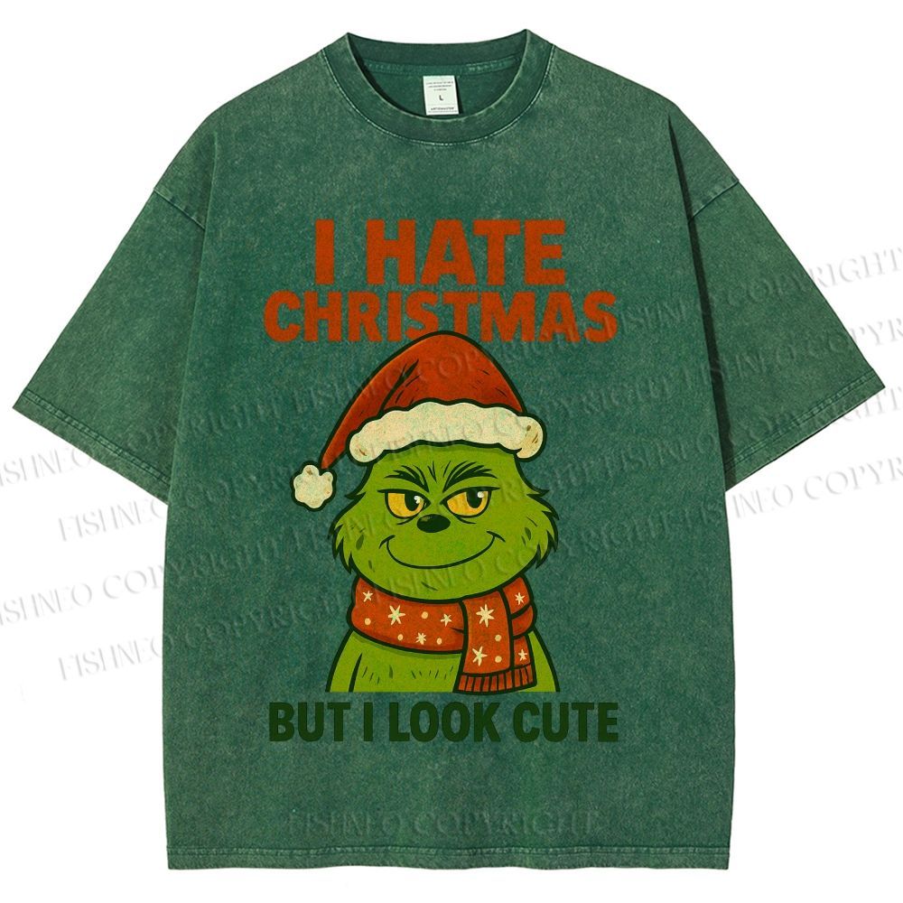 Unisex I Hate Christmas Printed Washed Tee