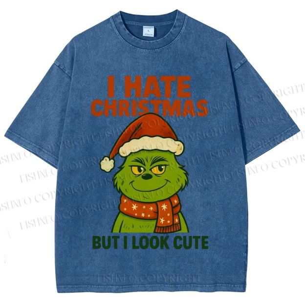 Unisex I Hate Christmas Printed Washed Tee