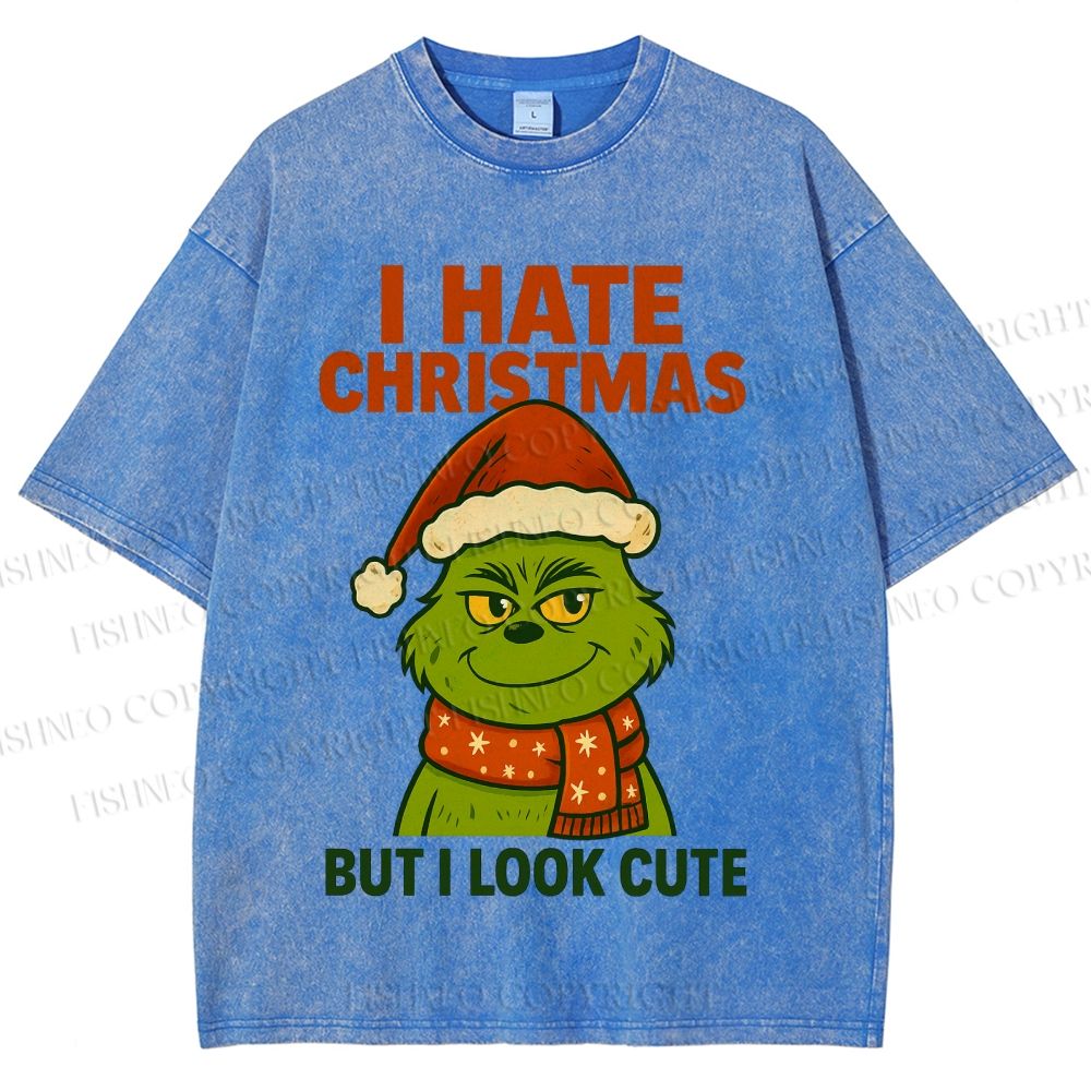 Unisex I Hate Christmas Printed Washed Tee