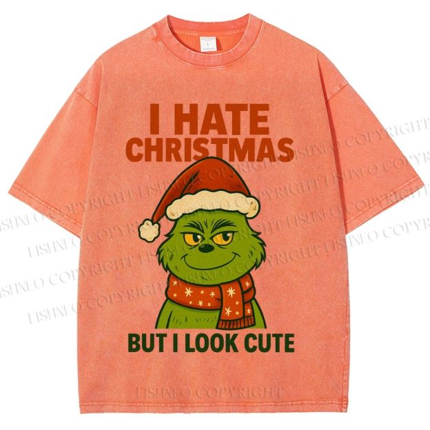 Unisex I Hate Christmas Printed Washed Tee
