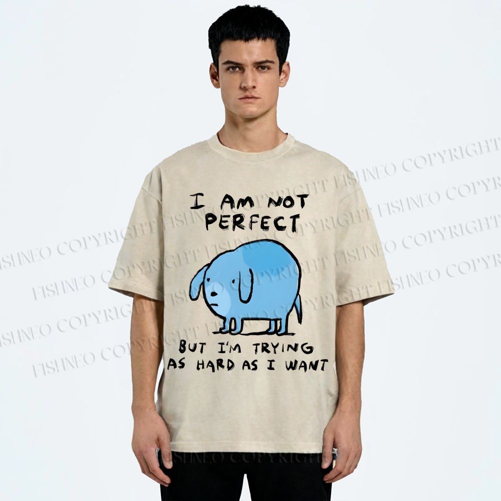 Unisex I Am Not Perfect Dog Printed Washed Tee