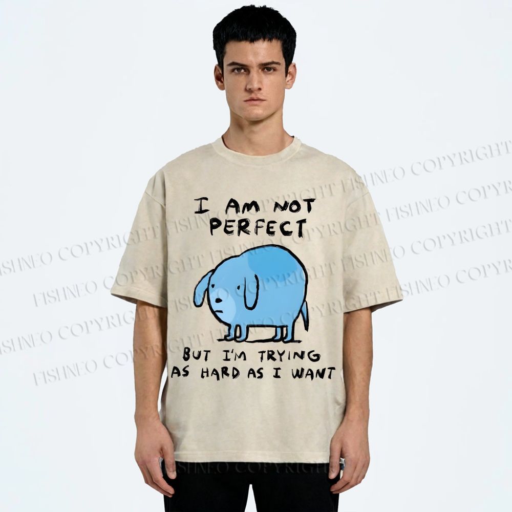 Unisex I Am Not Perfect Dog Printed Washed Tee