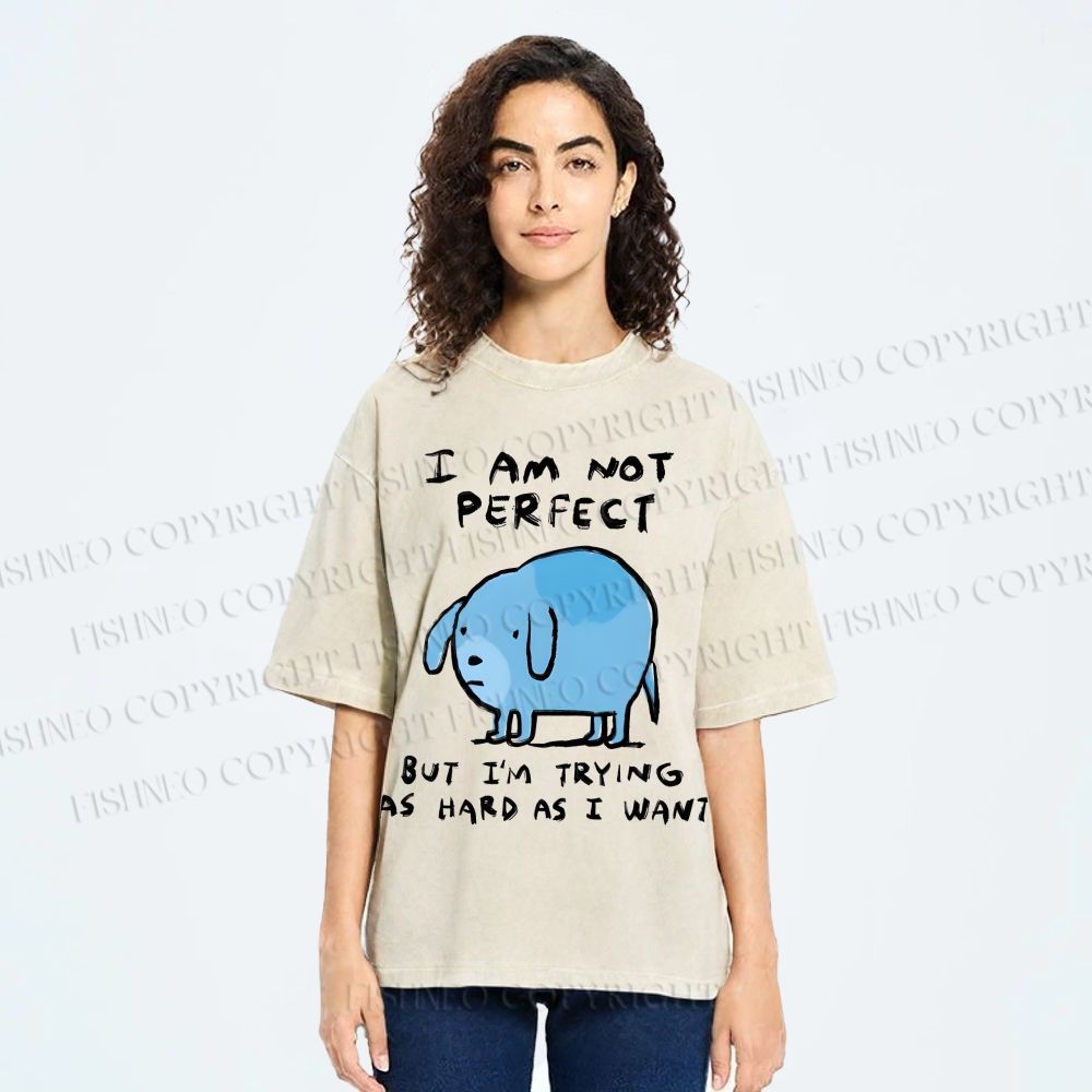 Unisex I Am Not Perfect Dog Printed Washed Tee