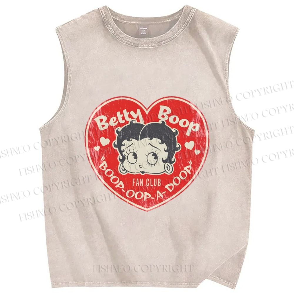 Unisex Betty Boop Fan Club Printed Washed Tank Top