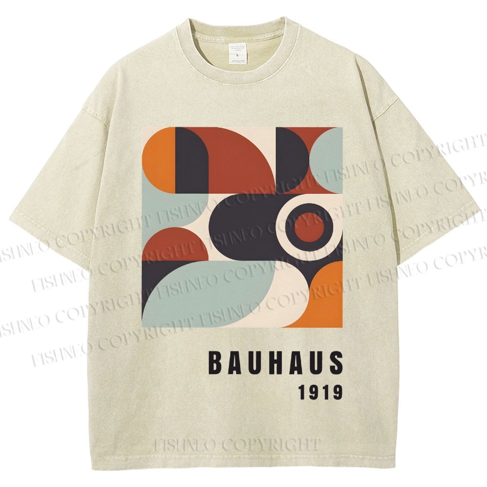 Unisex Bauhaus Geometry Printed Washed Tee