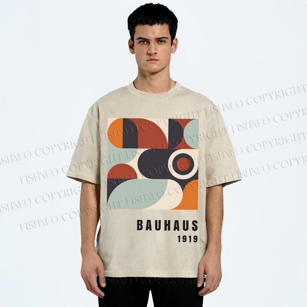 Unisex Bauhaus Geometry Printed Washed Tee