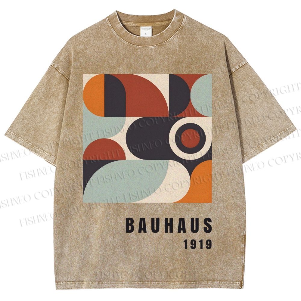Unisex Bauhaus Geometry Printed Washed Tee