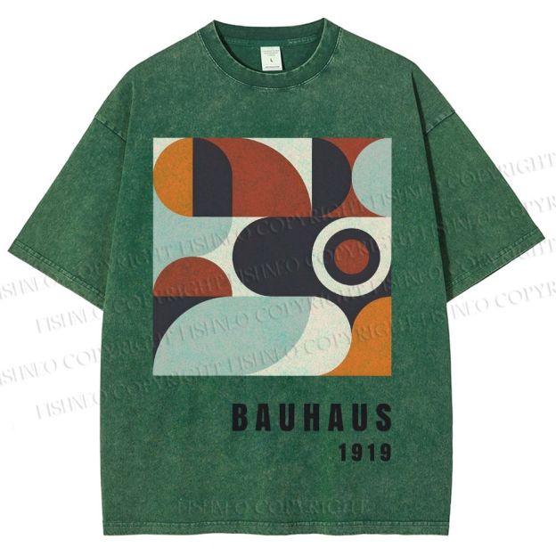 Unisex Bauhaus Geometry Printed Washed Tee