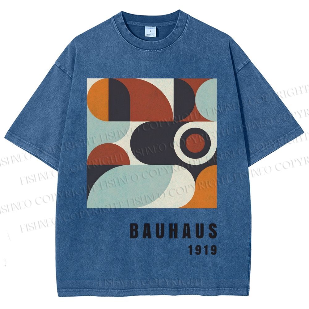 Unisex Bauhaus Geometry Printed Washed Tee