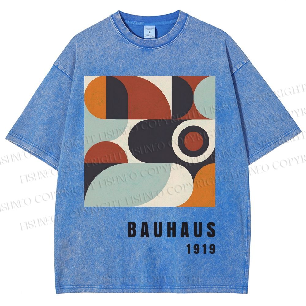 Unisex Bauhaus Geometry Printed Washed Tee