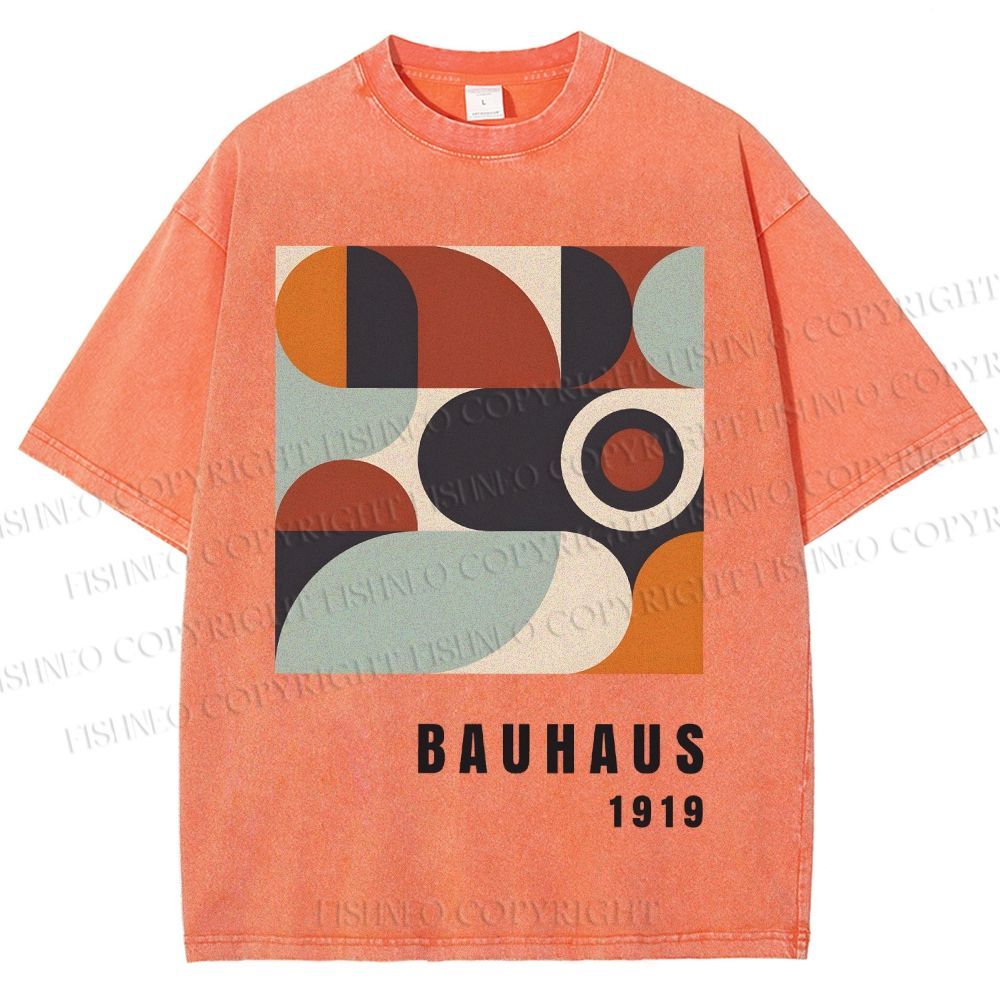 Unisex Bauhaus Geometry Printed Washed Tee