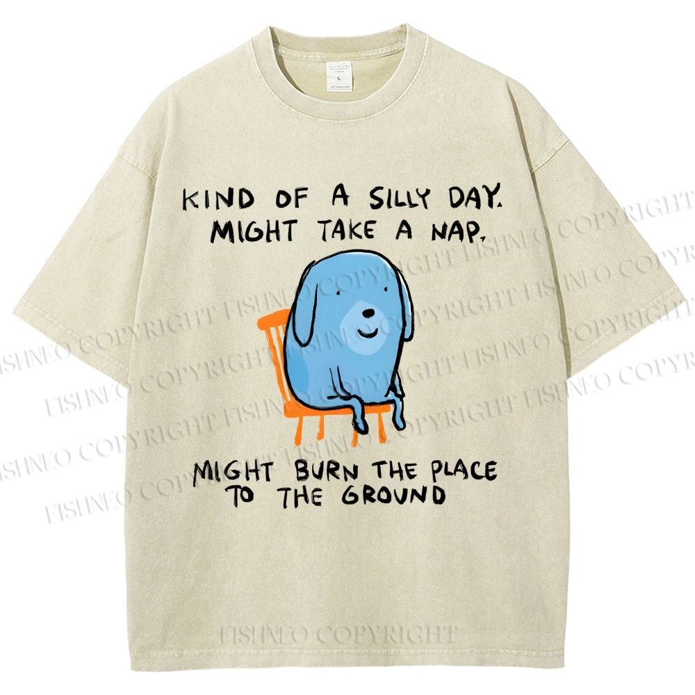 Unisex Kind Of A Silly Day Gog Printed Washed Tee