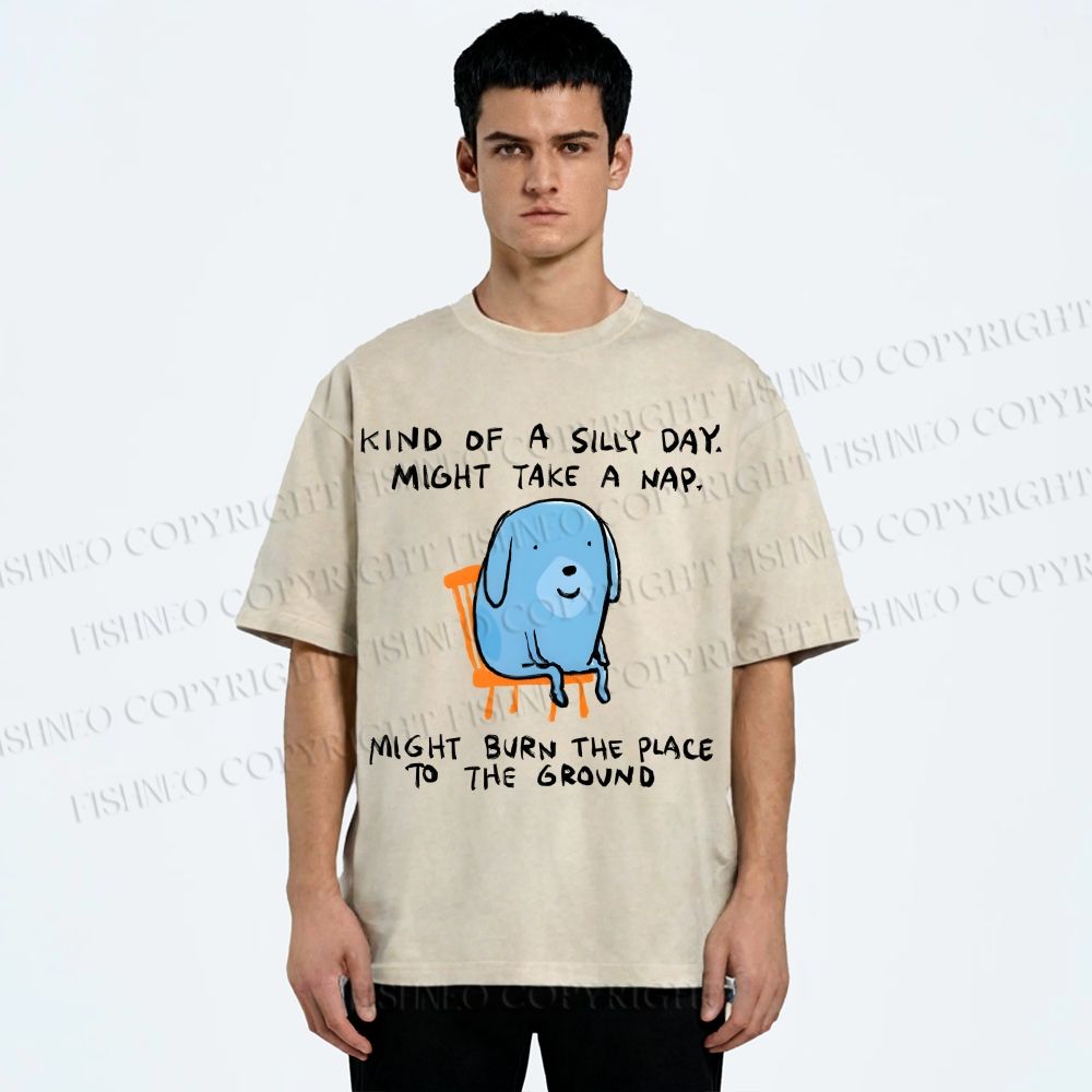 Unisex Kind Of A Silly Day Gog Printed Washed Tee