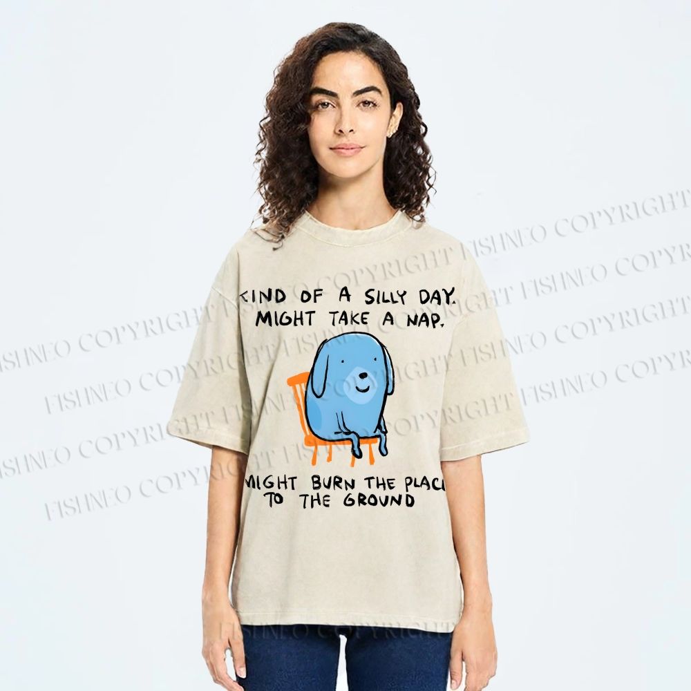 Unisex Kind Of A Silly Day Gog Printed Washed Tee