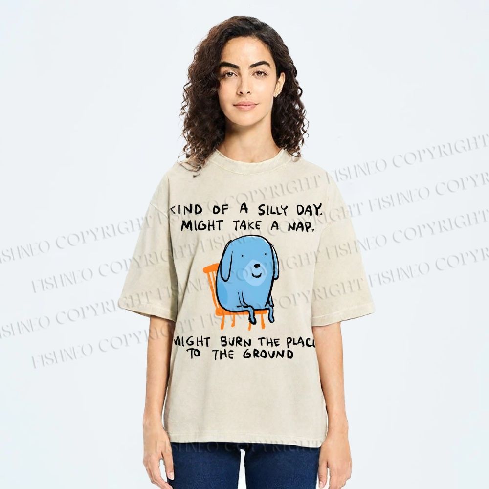 Unisex Kind Of A Silly Day Gog Printed Washed Tee