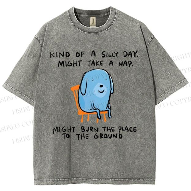 Unisex Kind Of A Silly Day Gog Printed Washed Tee