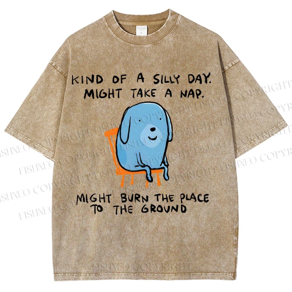 Unisex Kind Of A Silly Day Gog Printed Washed Tee