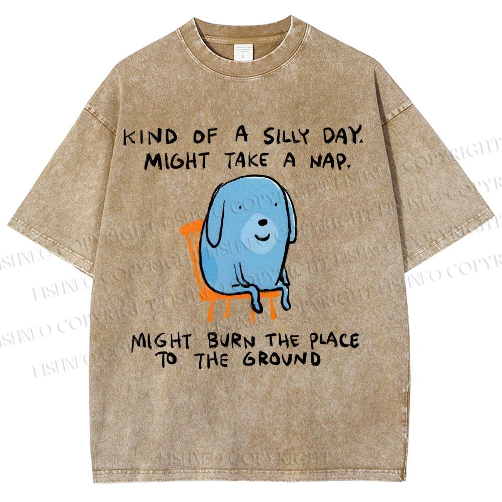 Unisex Kind Of A Silly Day Gog Printed Washed Tee
