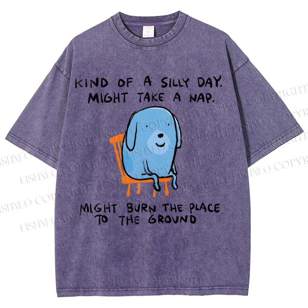 Unisex Kind Of A Silly Day Gog Printed Washed Tee