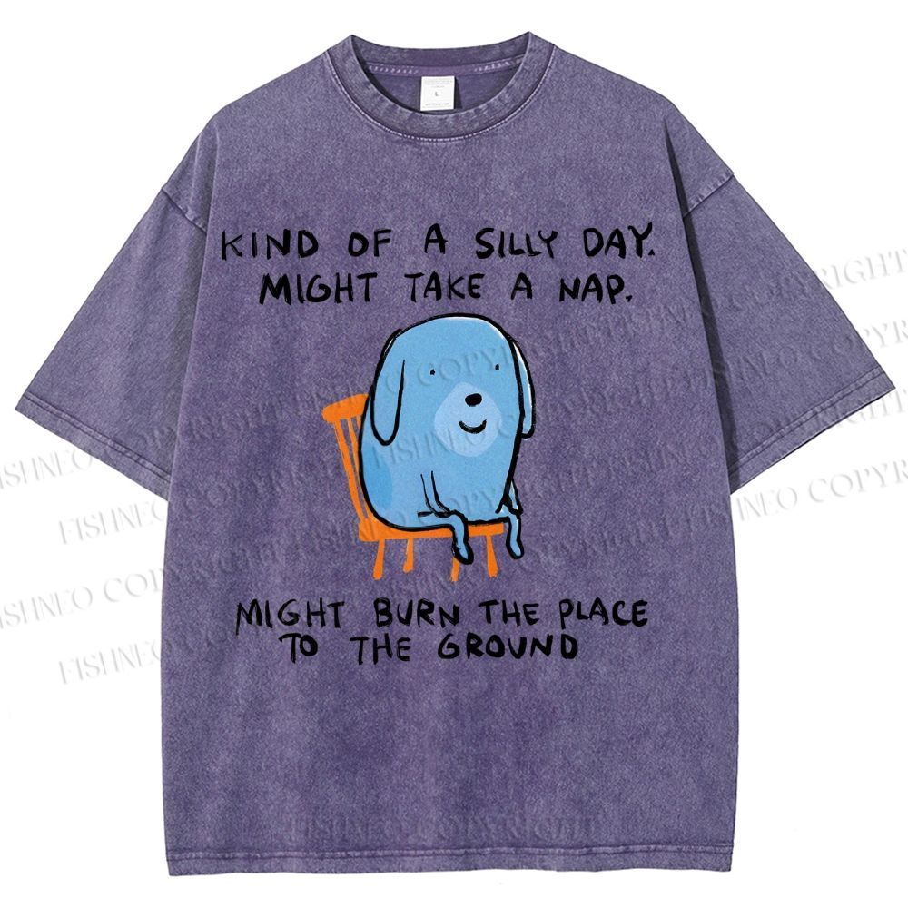 Unisex Kind Of A Silly Day Gog Printed Washed Tee