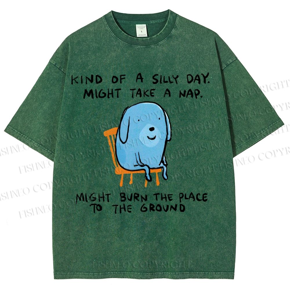 Unisex Kind Of A Silly Day Gog Printed Washed Tee