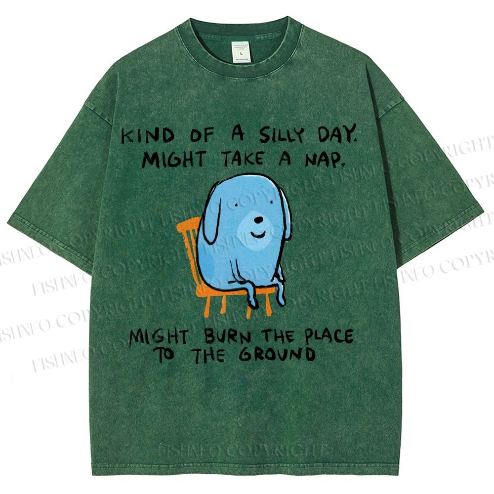 Unisex Kind Of A Silly Day Gog Printed Washed Tee