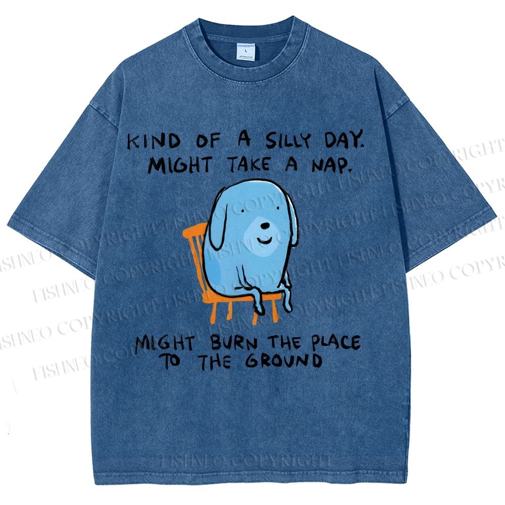 Unisex Kind Of A Silly Day Gog Printed Washed Tee