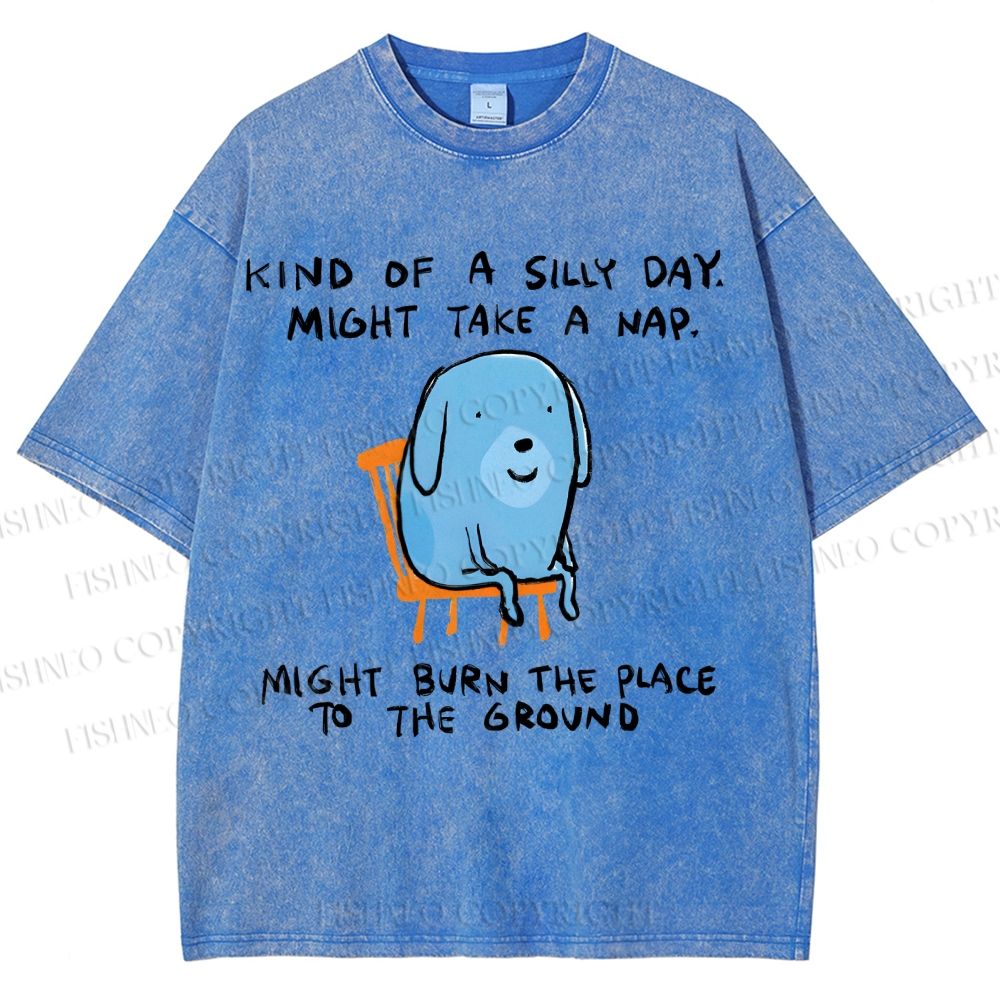 Unisex Kind Of A Silly Day Gog Printed Washed Tee