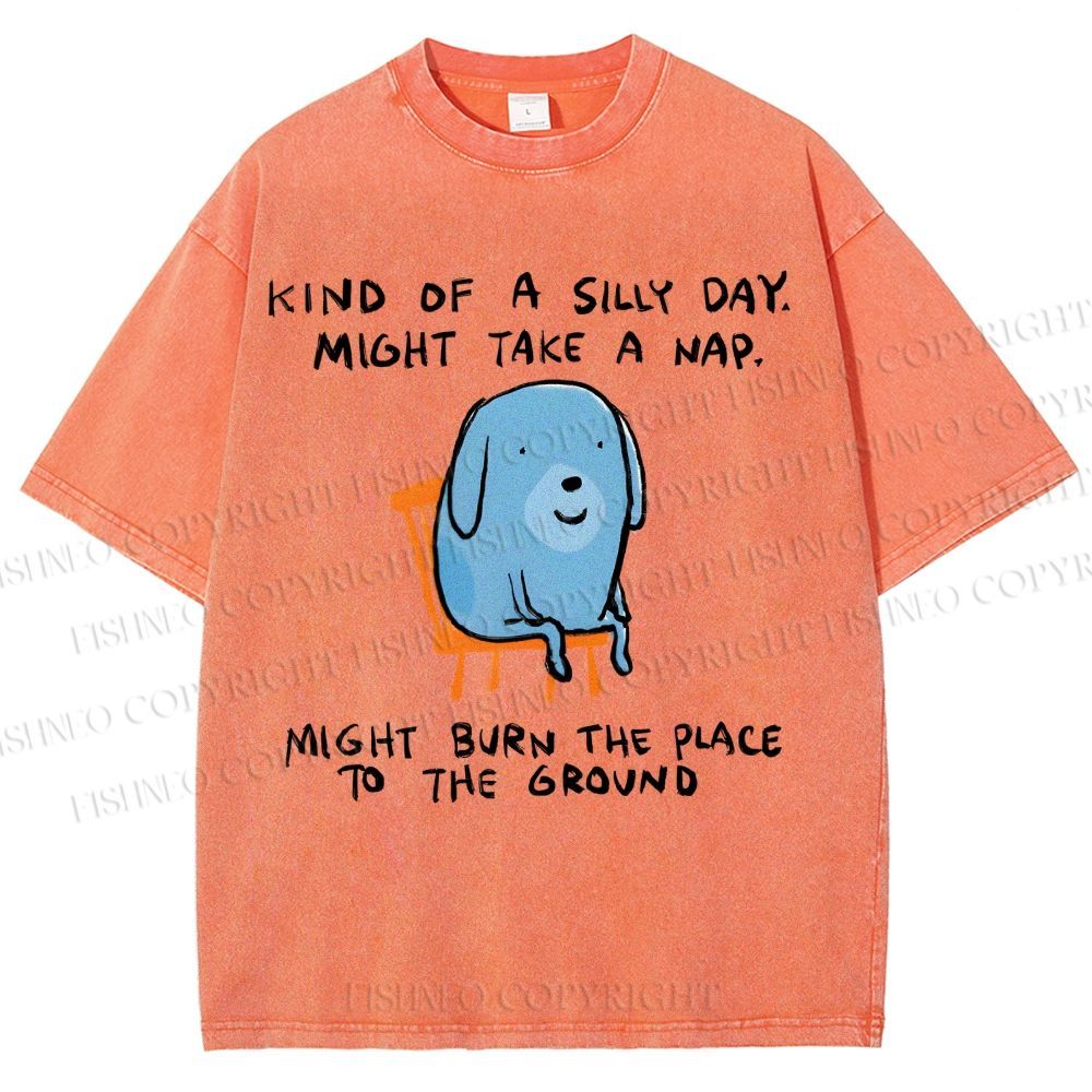 Unisex Kind Of A Silly Day Gog Printed Washed Tee