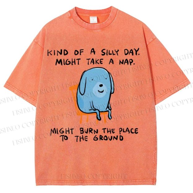 Unisex Kind Of A Silly Day Gog Printed Washed Tee