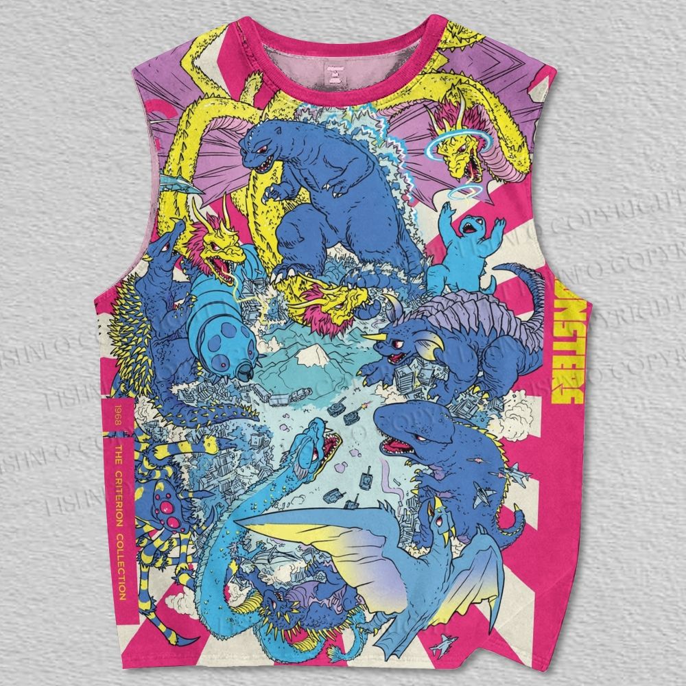 Unisex Monsters Godzilla Comic Poster Printed Tank Top