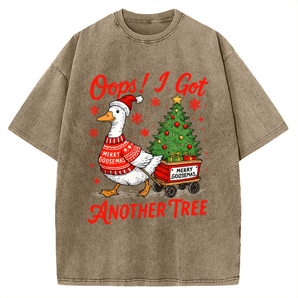 Oops I Got Another Tree Funny Christmas Goose Vintage Washed T-shirt