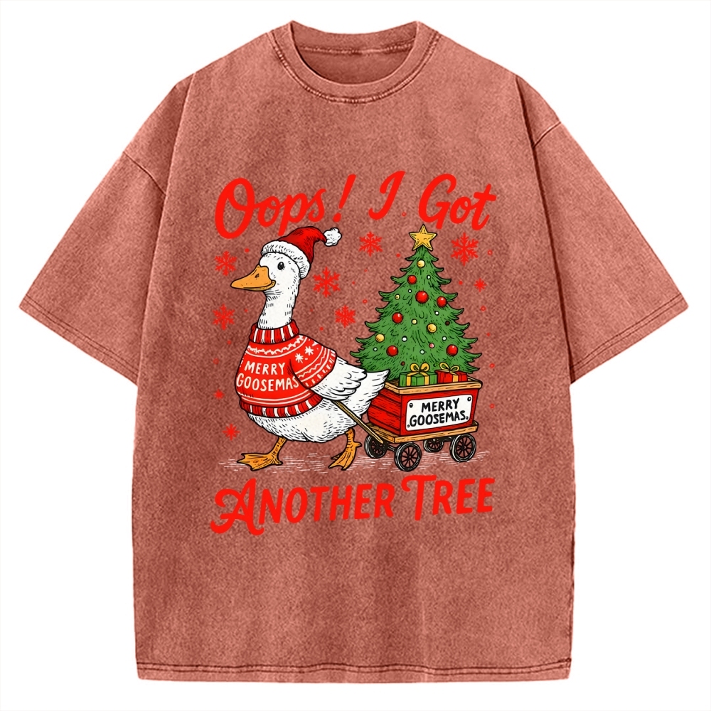 Oops I Got Another Tree Funny Christmas Goose Vintage Washed T-shirt